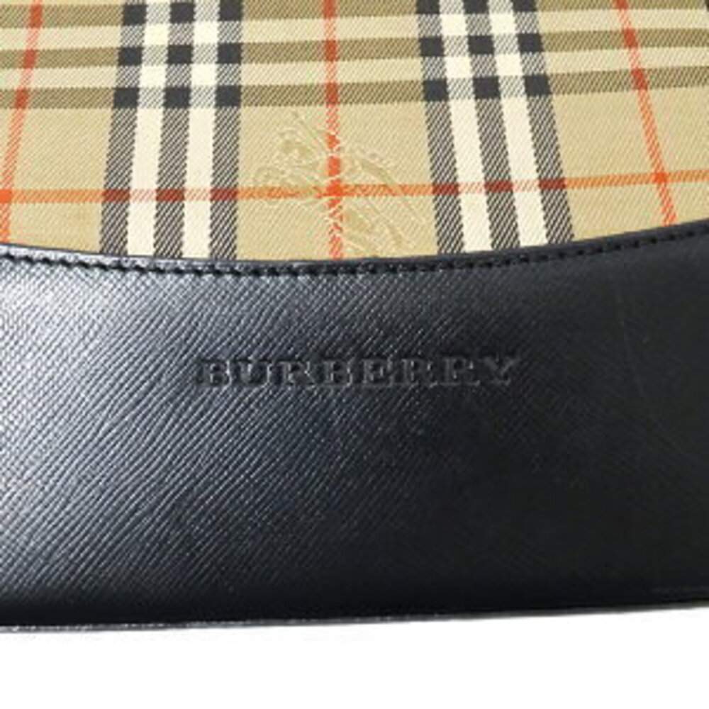 Burberry Tote Bag Handbag Canvas Beige Black Check - Picture 6 of 8